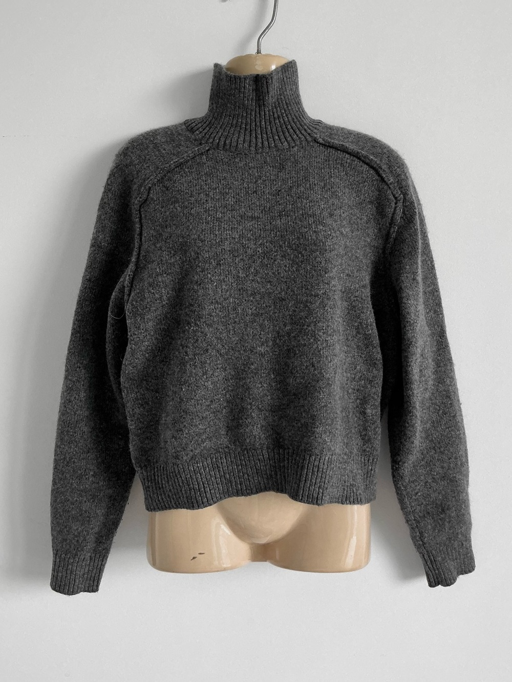 XXS Charcoal Gray grey soft knit Turtleneck Sweater mock wool blend